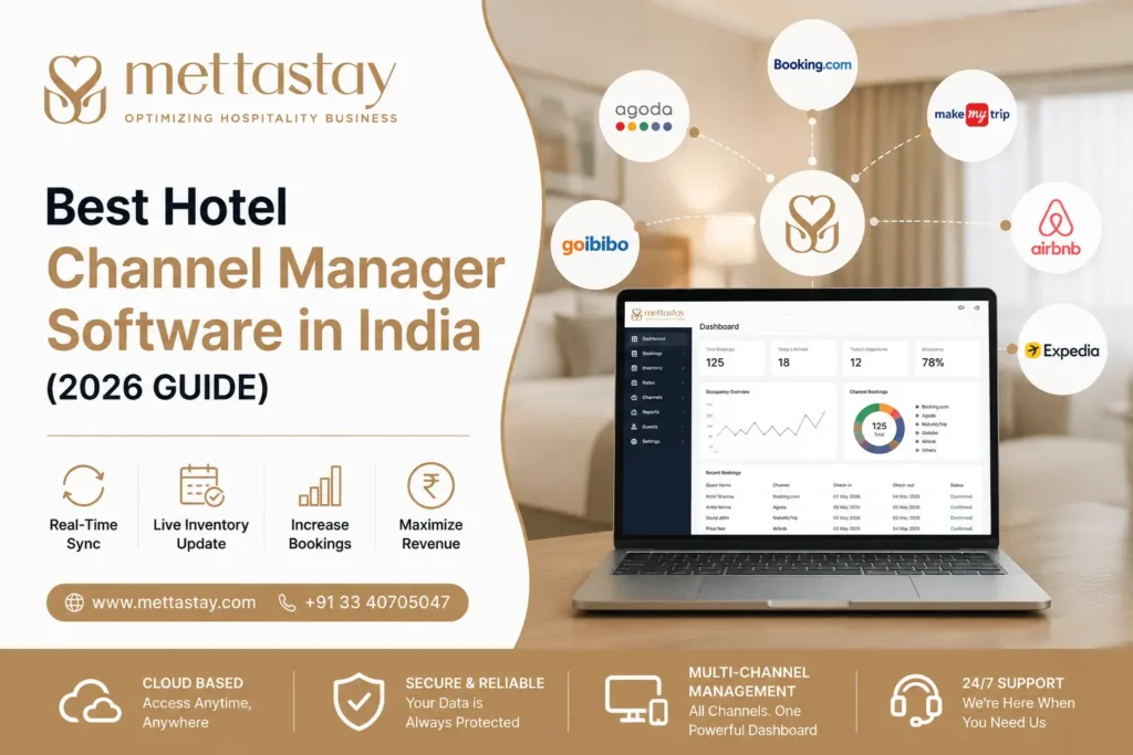 MettaStay hotel channel manager software in India for real-time OTA synchronization, inventory updates, booking management and revenue growth